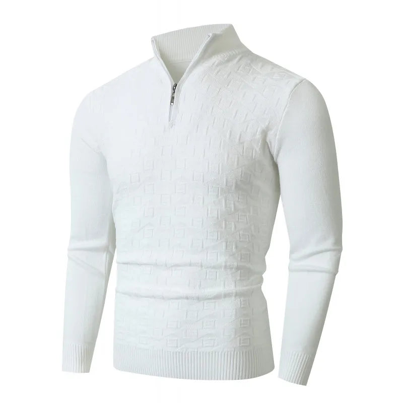 plus Size Men's Cable Knitted Jumper Funnel Neck Warm Pullover Half Zip Sweater Casual Streetwear for Winter And Autumn
