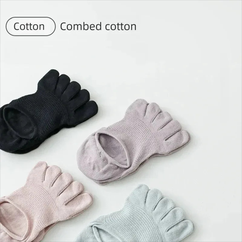 Women's 5 Pair Cotton 5-toe Socks Summer Breathable Mesh Sock for Women Mens Five Finger Ankle Toe Socks Low Cut Sock for Ladies