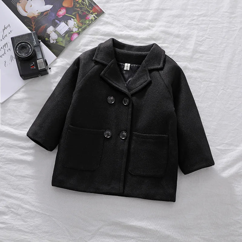 2 3 4 5 6 Years Baby Boys Jacket Spring Autumn Keep Warm Fashion Windbreaker Long Sleeve Woolen Coat Birthday Gift Kids Clothes