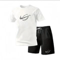 New Summer Fitness Sportswear for Men, Short-Sleeved T-Shirt and Shorts Two-Piece Set, Breathable and Quick-Drying Casual Wear.