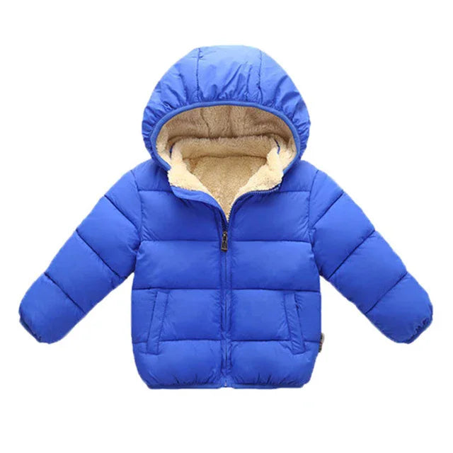 Baby Kids Coats Winter Thick Jackets For Boys Warm Plush Thicken Outerwear For Girls Fur Hooded Jacket Children Plush Thick Coat