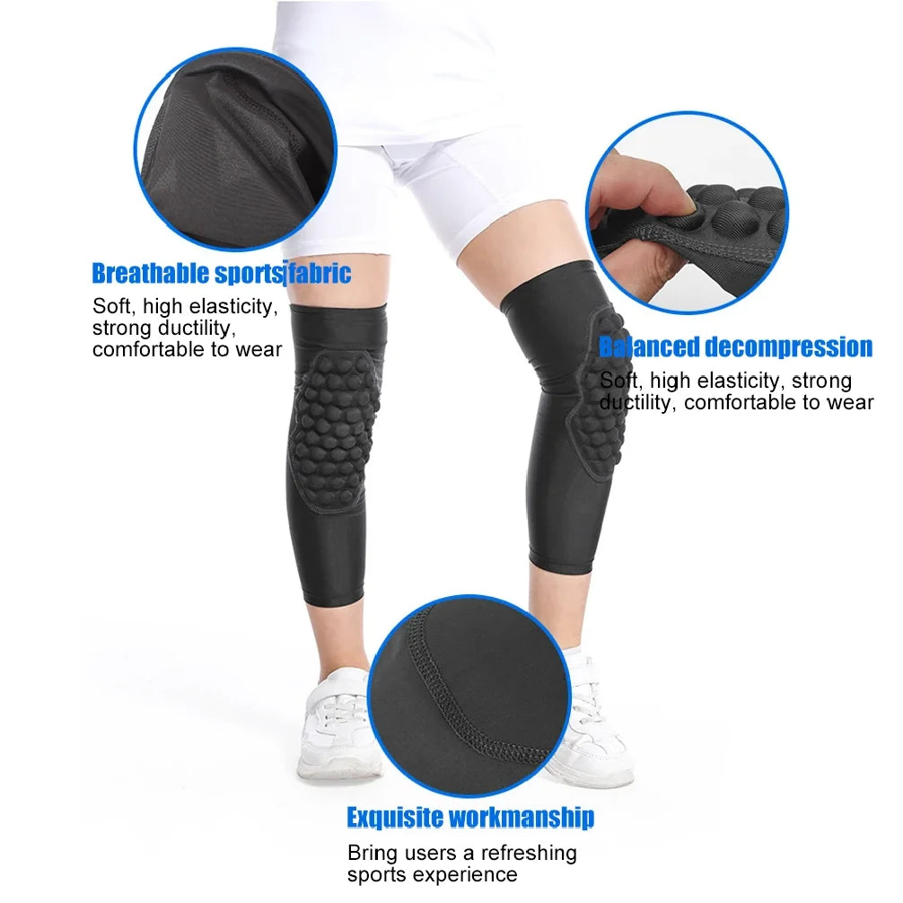 2Pc Kids/Youth 5-15 Year Sports honeycomb Compression Knee Pad/Elbow Pad Guards Protective Gear for Basketball Baseball,Football