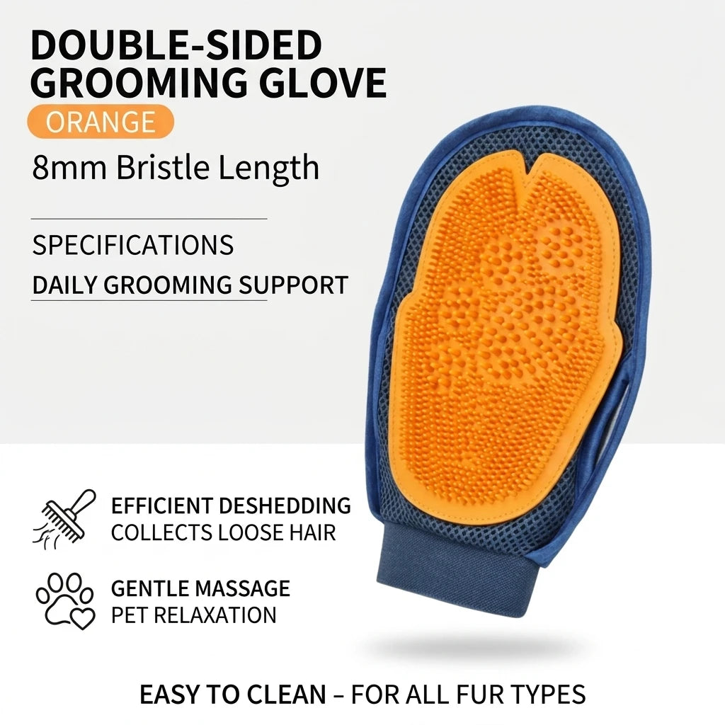 Pet Deshedding Cleaning Glove Double-sided Design Silicone Brush Cats Dogs Comfortable Massage Comb Grooming Tool Easy To Clean