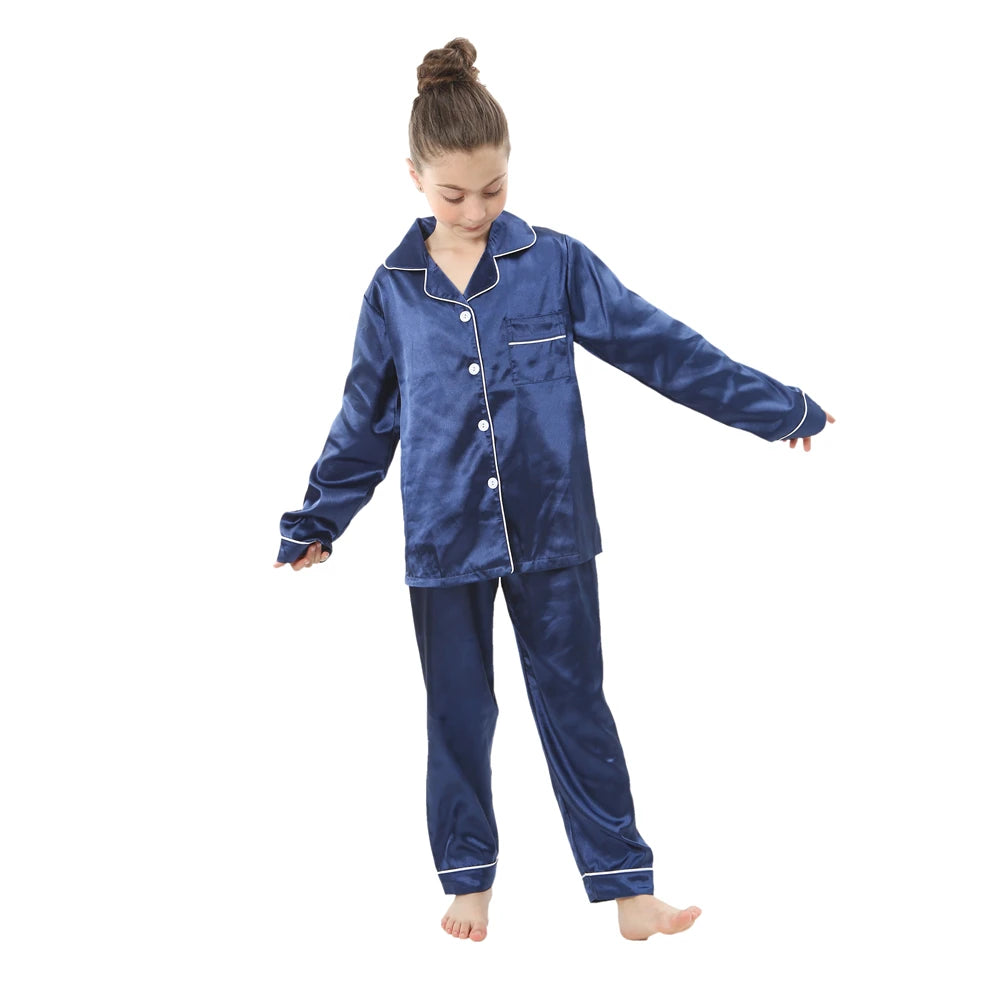 Christmas Pajamas for Boys Girls Red Green Gold Pijamas 2-13 Years Kids Sleepwear Children Satin Pyajams Toddler Silky Nightwear