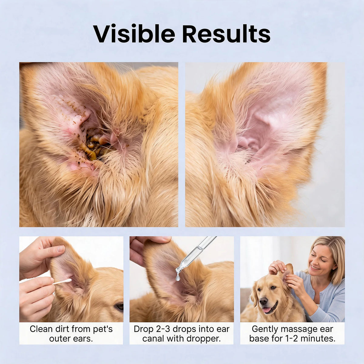 Pet Ear Cleaning Solution - Ultra-Gentle Cleansing for Cats & Dogs, Refreshing Ear Canal Care & Soothing Daily Maintenance