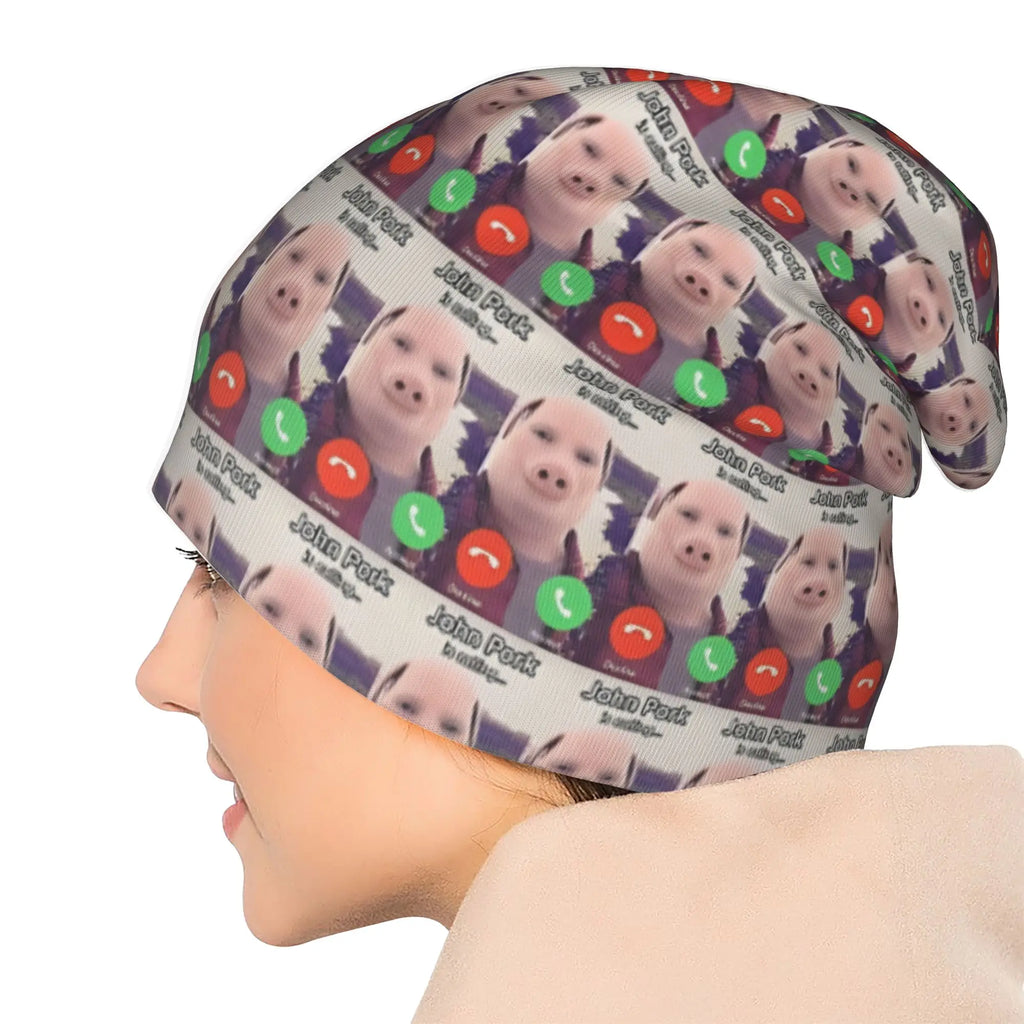 Graffiti Hat John Pork Is Calling... Autumn Spring Caps For Men Women John Pork Skullies Beanies Ski Caps Soft Bonnet Hats