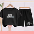 Children's Summer Black and White T-shirts Paired with Breathable and Quick-drying Sports Outfits - Suitable for Children3 to 13