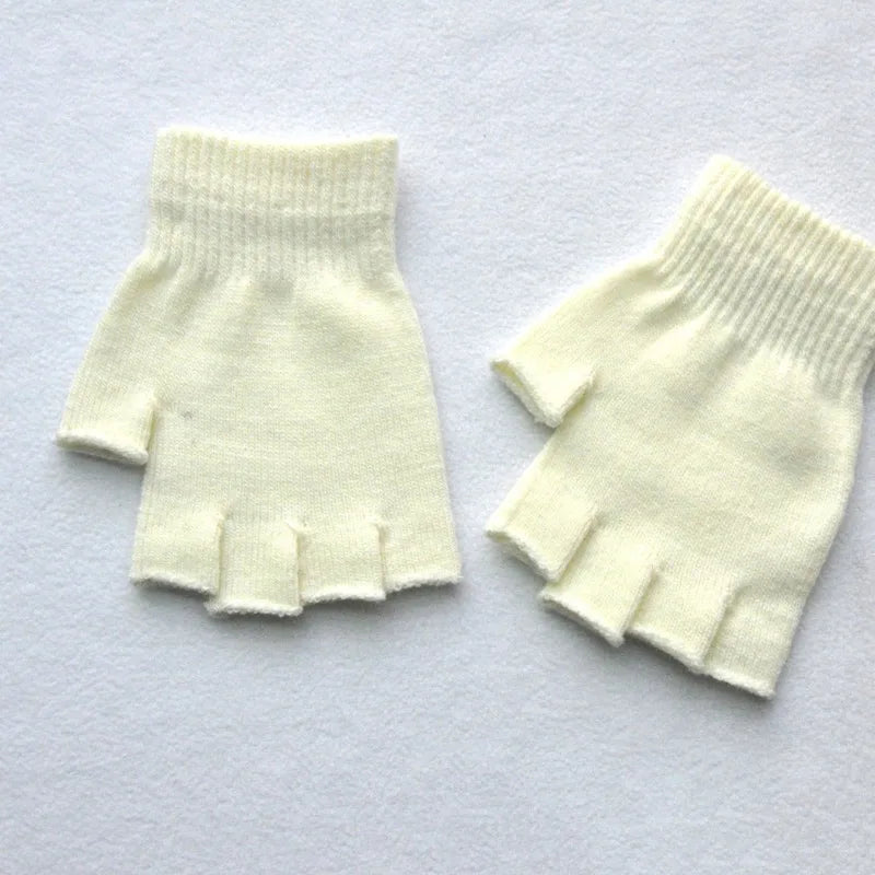 New Hot Children Magic Knitted Gloves Kids Stretch Half Finger Glove Winter Warm Mittens Solid Fingerless Girls Soft Wrist