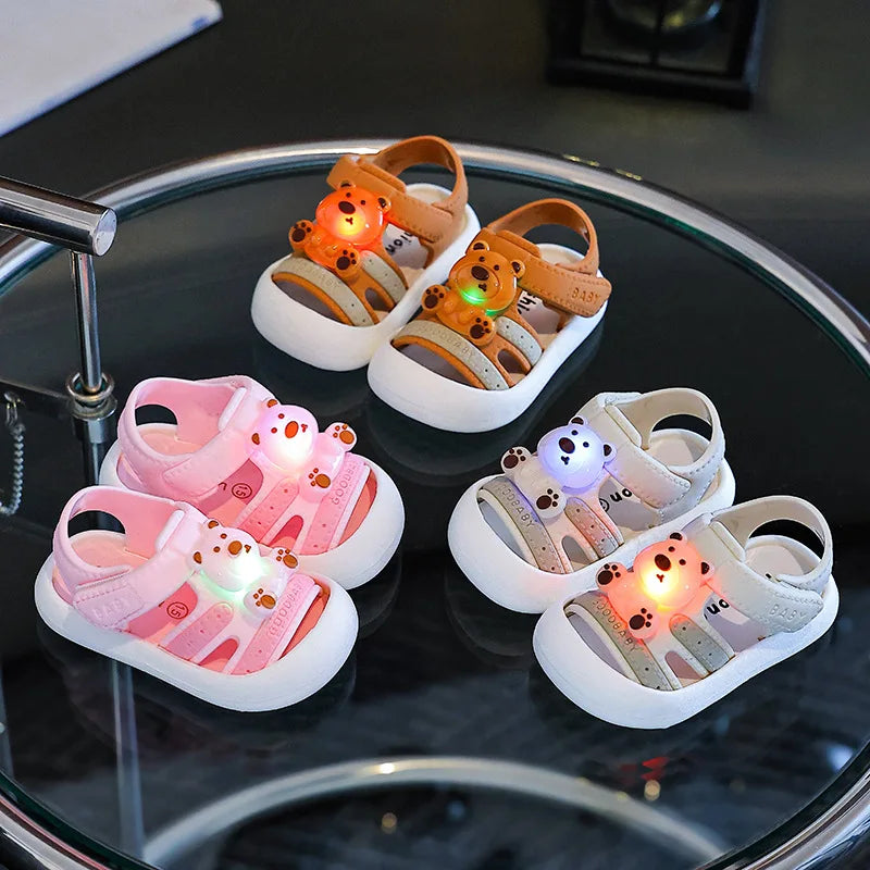 2026Kid Sandals LED Light Up Shoes For Girls Toddler Walking Shoes Girls Kids Children Baby Casual Shoes White Sandals for Girls