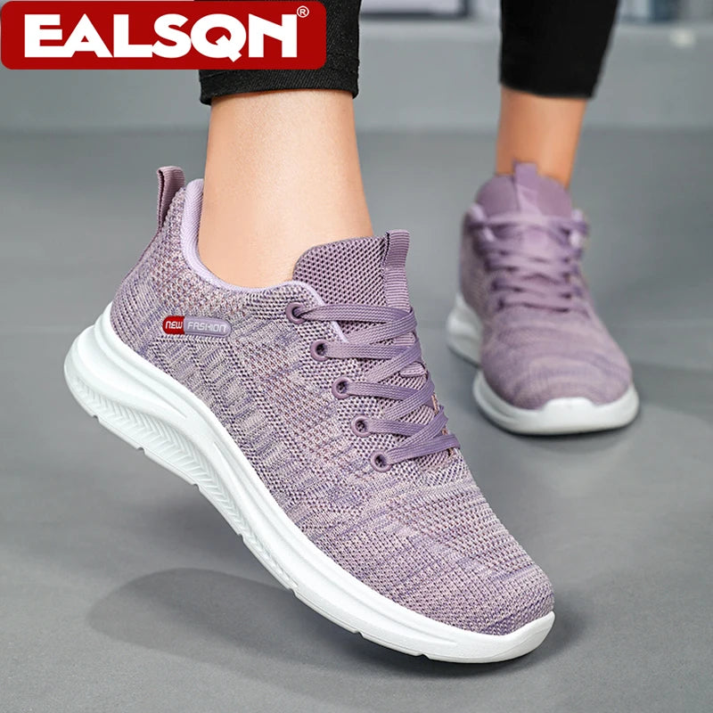 Women's Sports Casual Shoes Mesh Lightweight Soft Sole Jogging Breathable Fashion Flat Walking Shoes