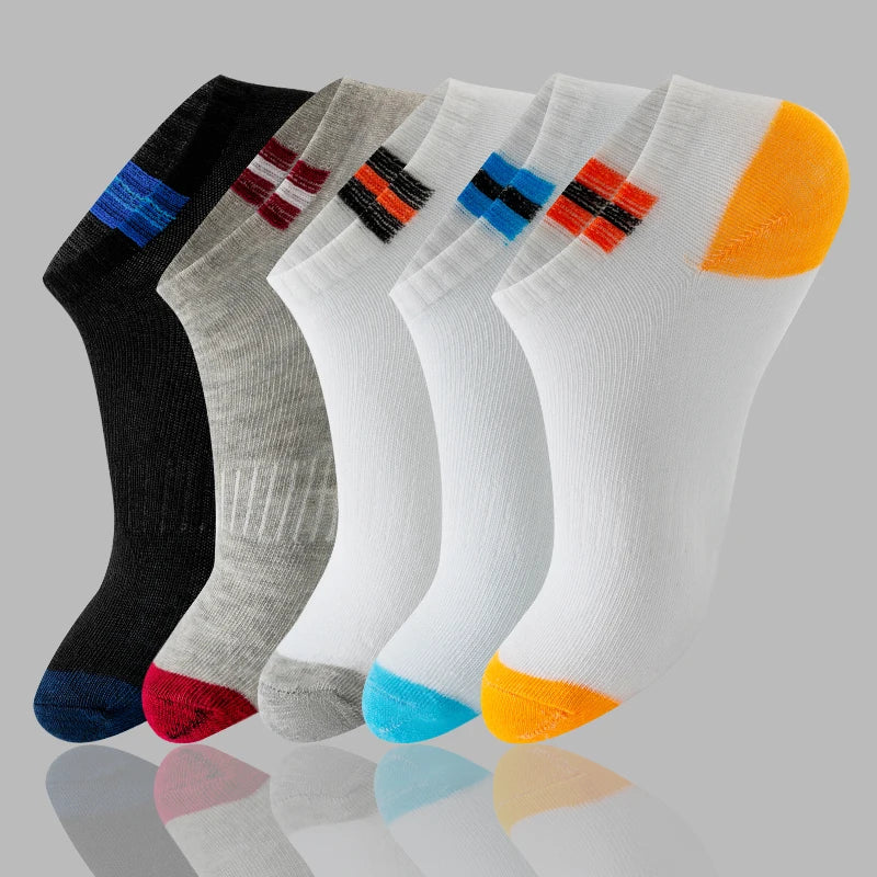 5 pairs of men's sports socks for all seasons, comfortable, sweat absorbing, breathable, casual, business and sports socks