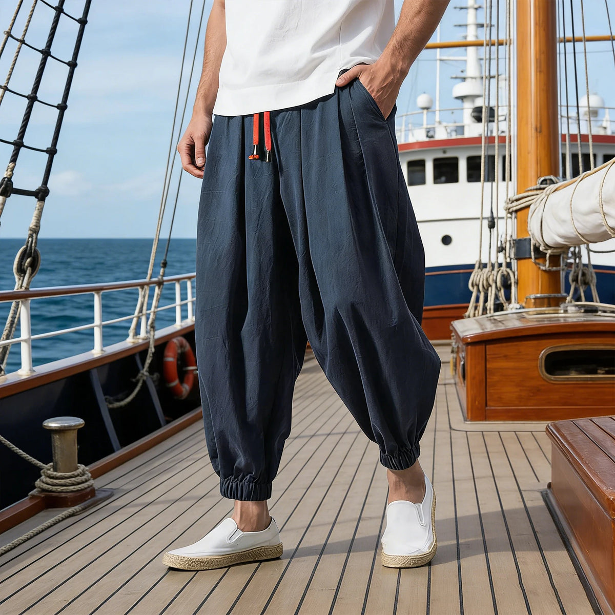 FGKKS 2026 New Men Pants Fashion Spring Chinese Style Holiday Beach Summer Brand Casual Traveling Trousers Male Autumn
