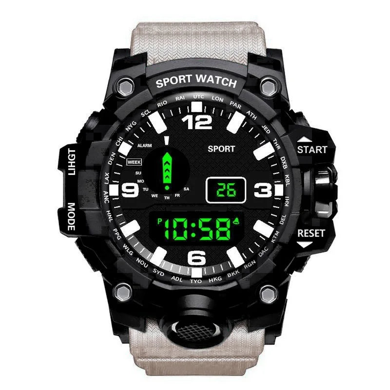 Men's Watch Fashion Sports Electronic Wristwatch Large Dial Multifunctional Waterproof Luminous Alarm Kids Male's Military Watch