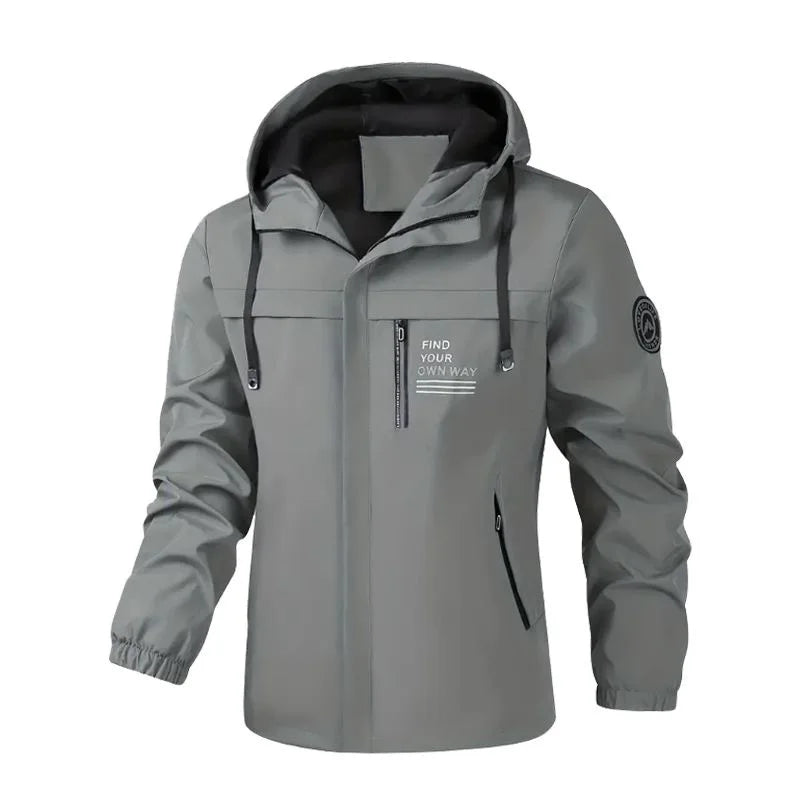 Autumn and Spring Fashion Trend Outdoor Sports Waterproof Hooded Jacket Men's Loose Comfortable Plus Size High Quality Outerwear
