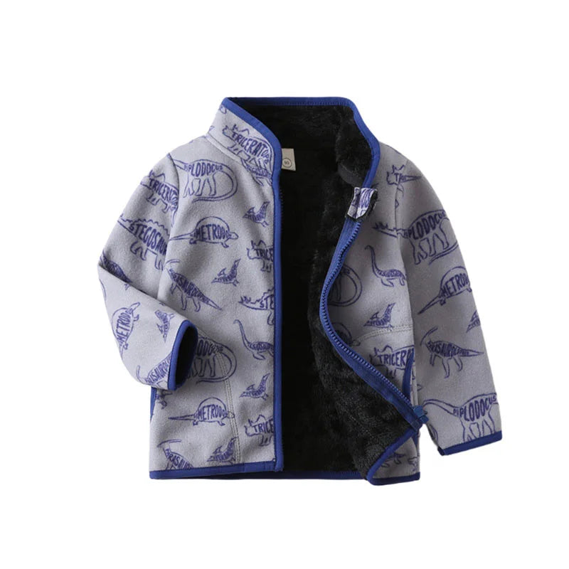 Boys Girls Autumn Winter Hooded Jacket Toddler Long Sleeve Zipper Outwear with Print Costume Baby Clothing New Arrivals