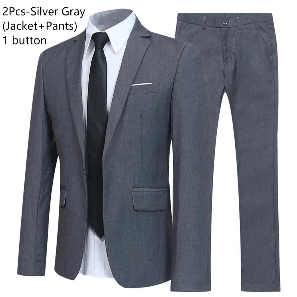 Men Suits Set  2 Pieces Jackets Pants For Wedding Elegant Slim Fit Blazers Formal Outfit Fashion Classic Full 2025 Costume