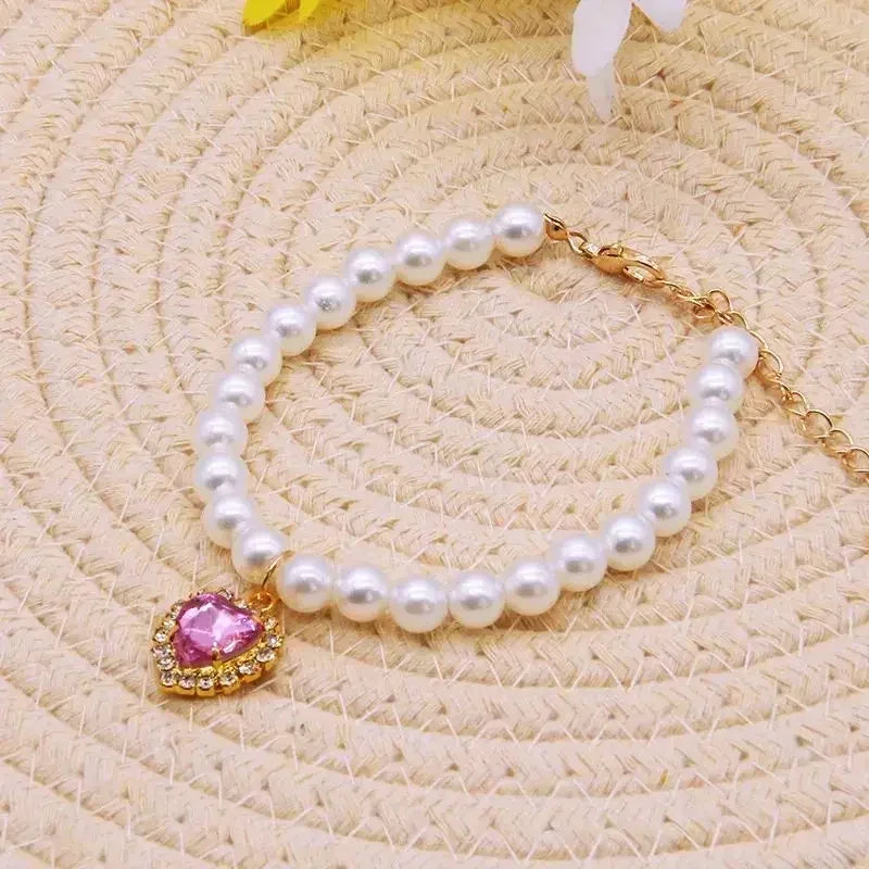 Pet Pearl Collar Dog Princess Necklace Cat Jewelry Cute Collar Puppy Accessories Dog Kitten Chain Chihuahua Wedding Jewelry Gift