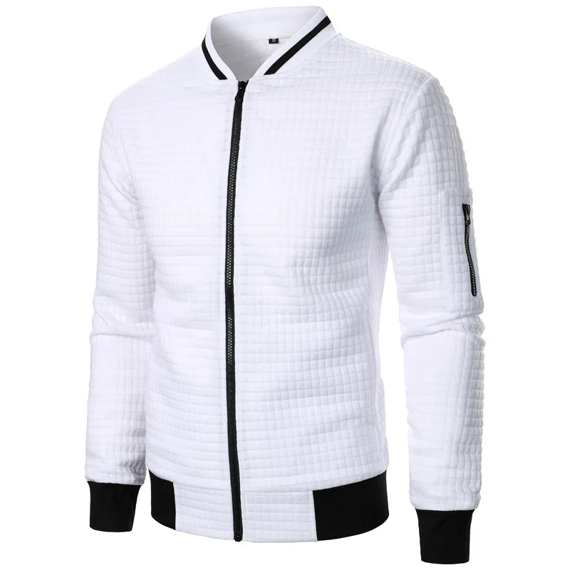 Men's Jackets Coats Casual Solid Autumn Jacket Men Zipper Cardigans Spring Long Sleeve O-neck Plaid Men's Coat Streetwear S-XXXL