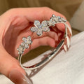 Elegant Bracelets Light Luxury Retro Flower earrings for women Rings Luxury Full Diamonds Double Wedding Jewelry Sets