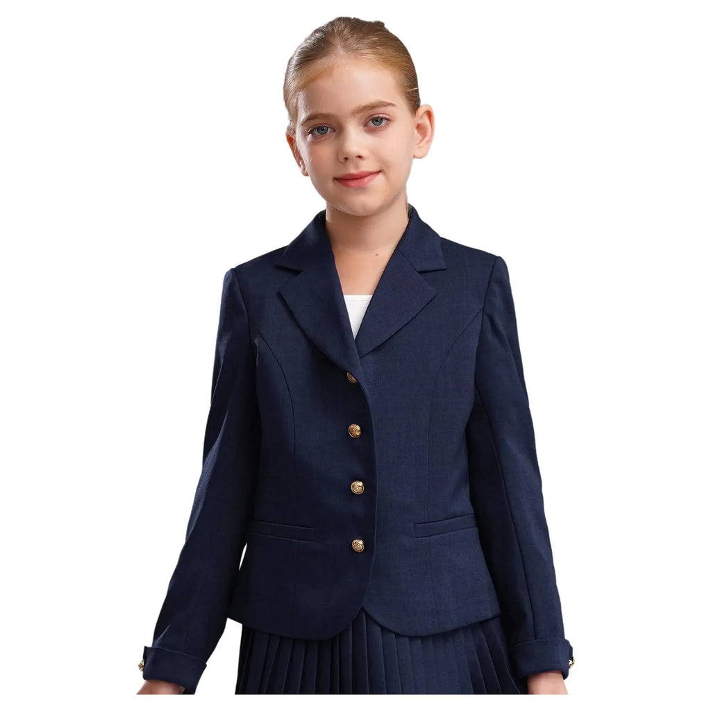 Blazer Jacket for Kids Girls Long Sleeve Solid Lapel Formal Suit Coat School Uniform Dress Tops with Pocket Jacket Outerwear