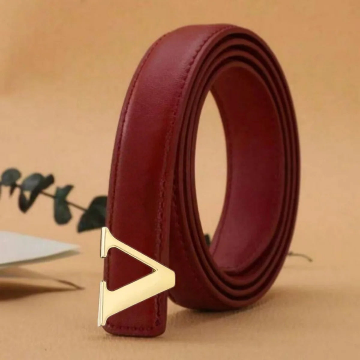 New Women V-Buckle Thin Belt Elegant Fashionable Waistband for Dress Pants Skirts Black Brown Burgundy white 4 Colors
