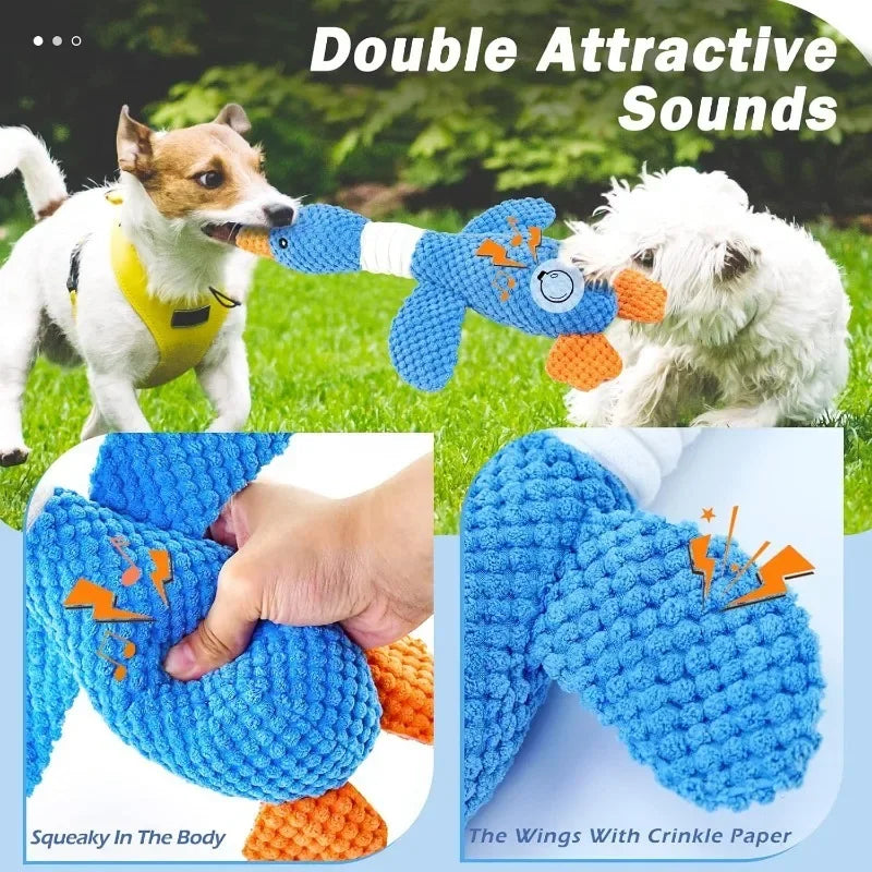Pet Dog Toys Cute Goose Shape Plush Squeaky Chew Toy Bite Resistant Teeth Cleaning Interactive Stuffed Molar Pet Play Toys