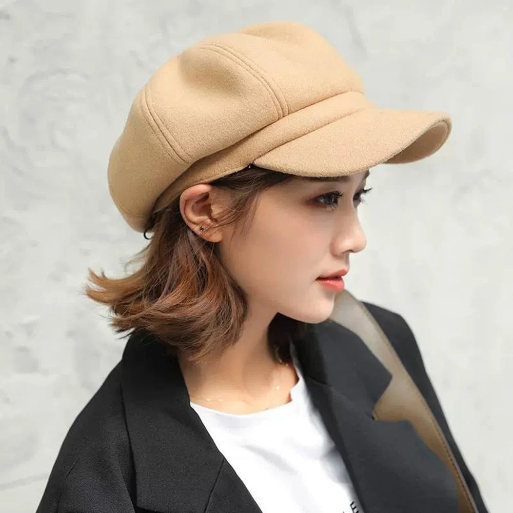Autumn Winter Hats for Women Solid Plain Octagonal Newsboy Cap Men Ladies Casual Wool Hat Winter Beret Women Painter Caps