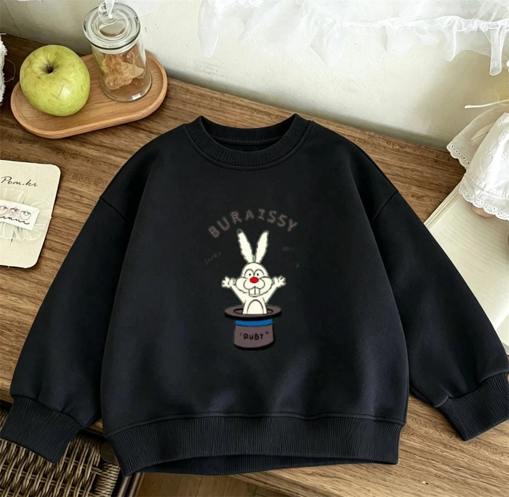 Kids Spring Autumn Hoodie Lovely Fashion Pullovers Round Neck Base Shirt Infant Solid Color All-match Sweatshirts Outer Wear