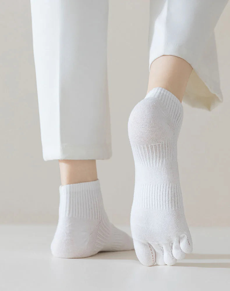 Socks For Women Spring Summer Solid Color Mesh Five Fingers Socks Ankle Short Socks Sweat-absorbing Boat Socks Split Toe Socks