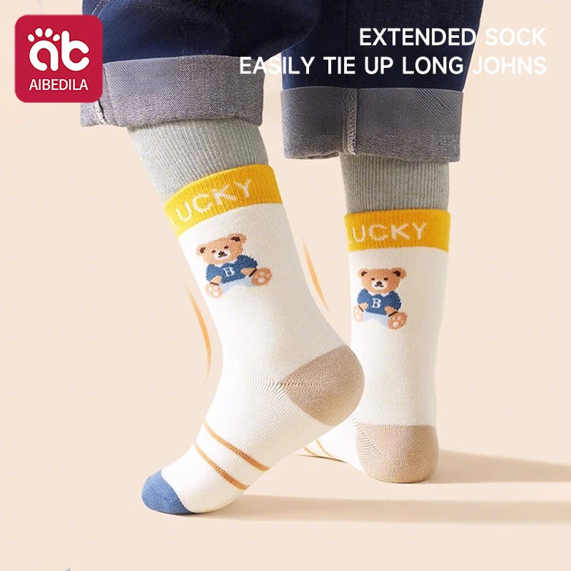 5 Pairs Baby Children's Socks Cartoon Winter Warm Animal Kids Sock Cute Boy Toddler Thickening Socks 1-12 Years