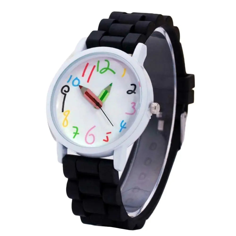 Children's Electronic Watch Cartoon Children Kids Round Dial Silicone Strap Analog Quartz Wrist Watch Gift