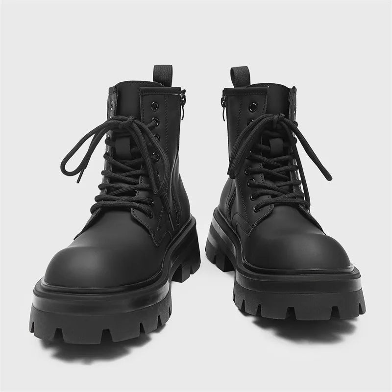 Shoes for Men Fad Velvet High Men's Boots Platform Frosted Leather Locomotive Boots High Quality Thick Sole Booties Botas Hombre