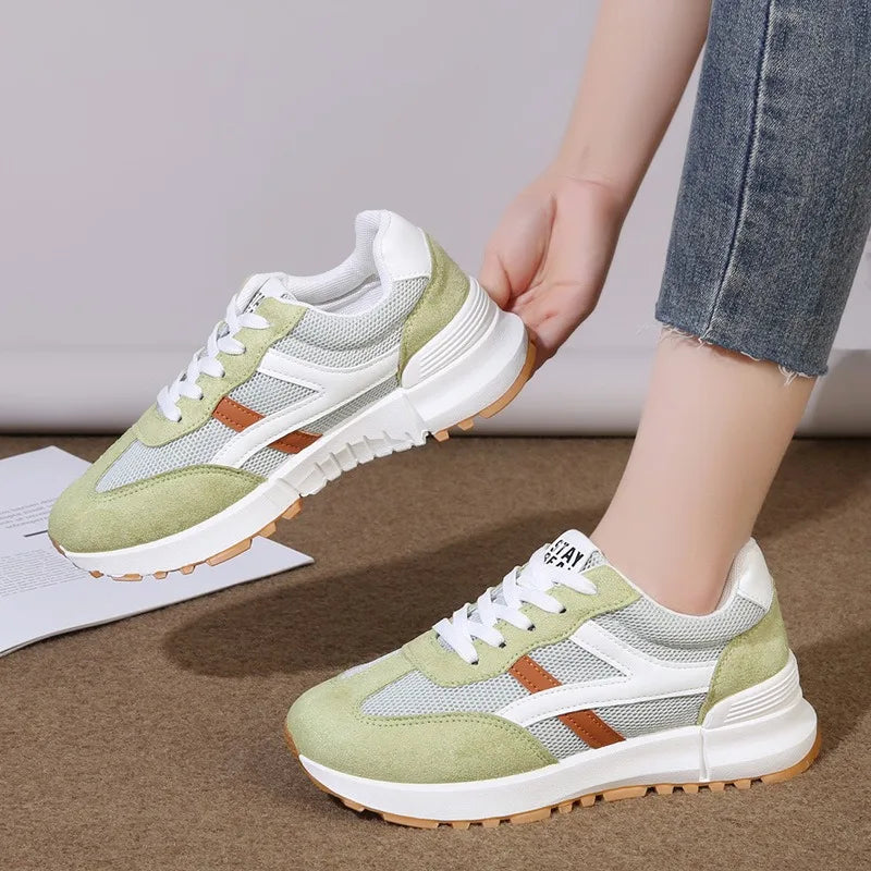 2026 New Women Sneakers Spring Autumn Casual Lace Up Designer Shoes Luxury Platform Loafers Anti Slip Comfort Female Sneakers