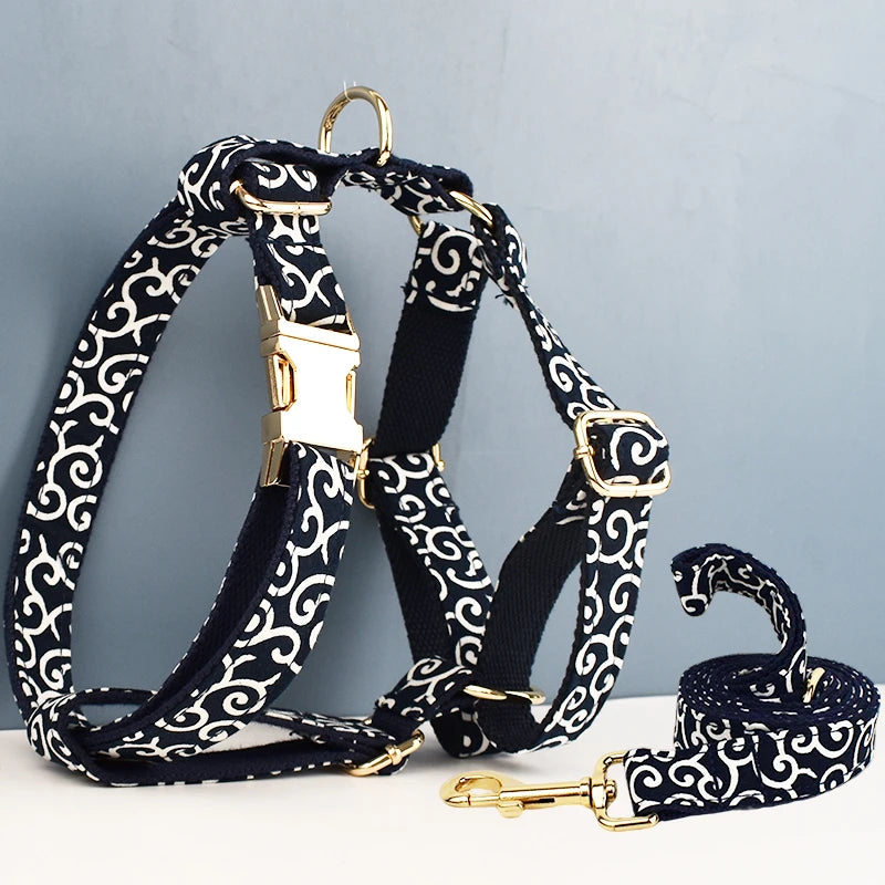 Custom Soft Collars Pet Accessories with Personalized Dog Collar Leashes Harness Bow Tie