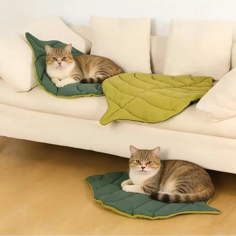Leaf Shaped Pet Bed Mat Soft Cotton Double Sided Sleep Blanket Washable Floor Rug For Cat Puppy Dog Home Indoor Sleeping Cushion