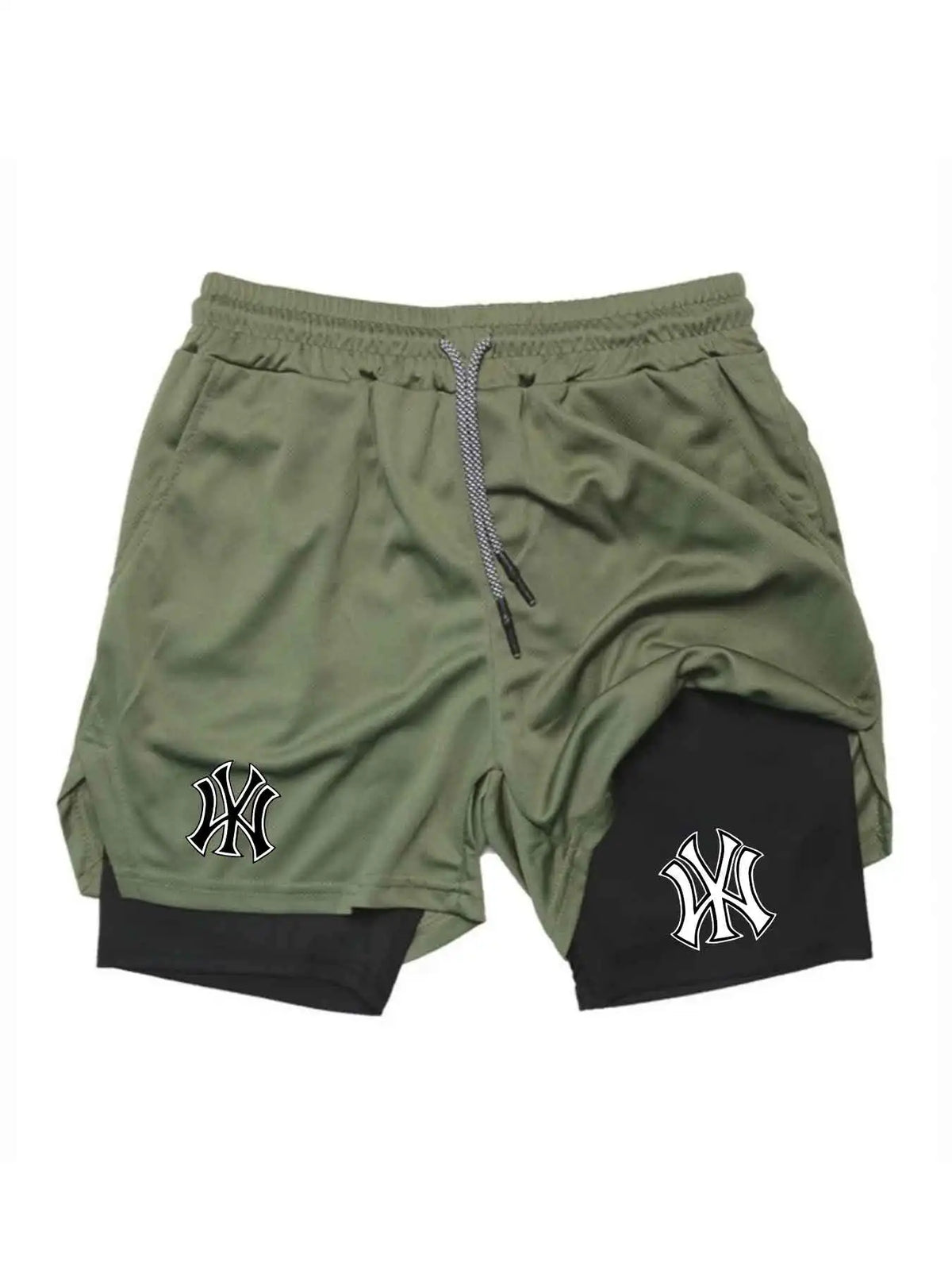 Men's sports shorts, printed sports pants, double-layer, quick drying, basketball, muscle, fitness