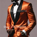 New Luxury Red Satin Men Suits 2025 Shawl Lapel Single Breasted Wedding Blazer 2 Piece Jacket Pants Formal Prom Party Suit Male