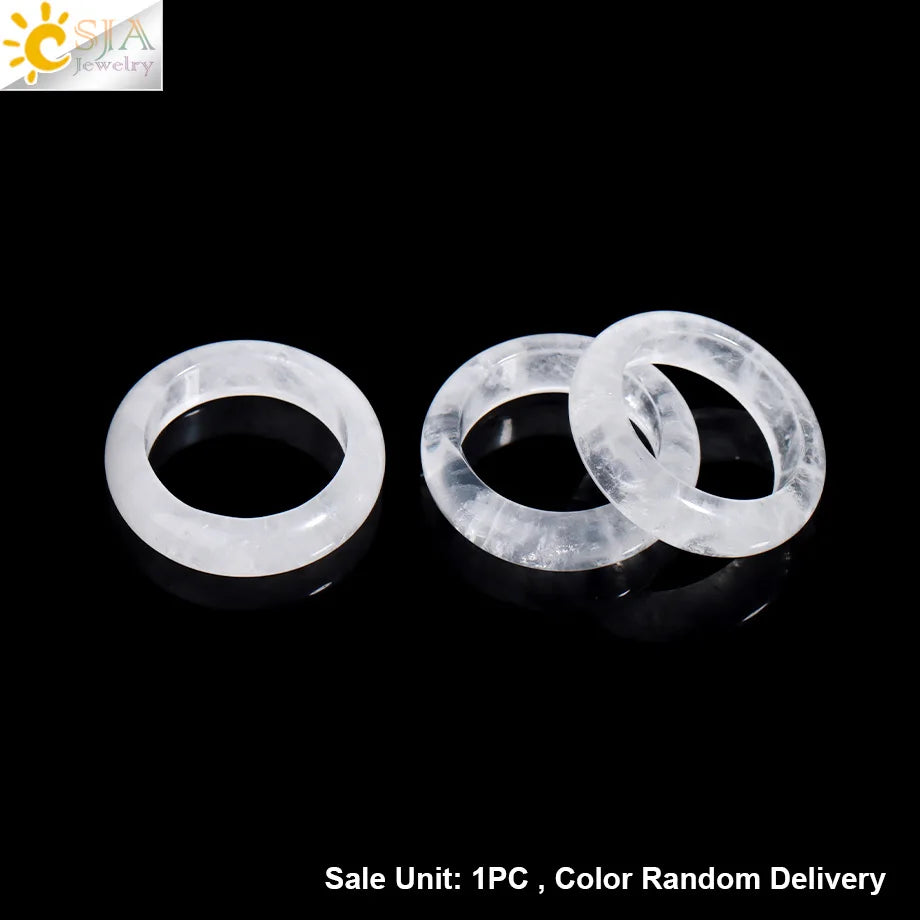 Gem Stone Crystal Band Rings for Men Natural Pink Stone Quartz Red Agates Jaspers Dainty Finger Jade Ring Women Jewelry H474