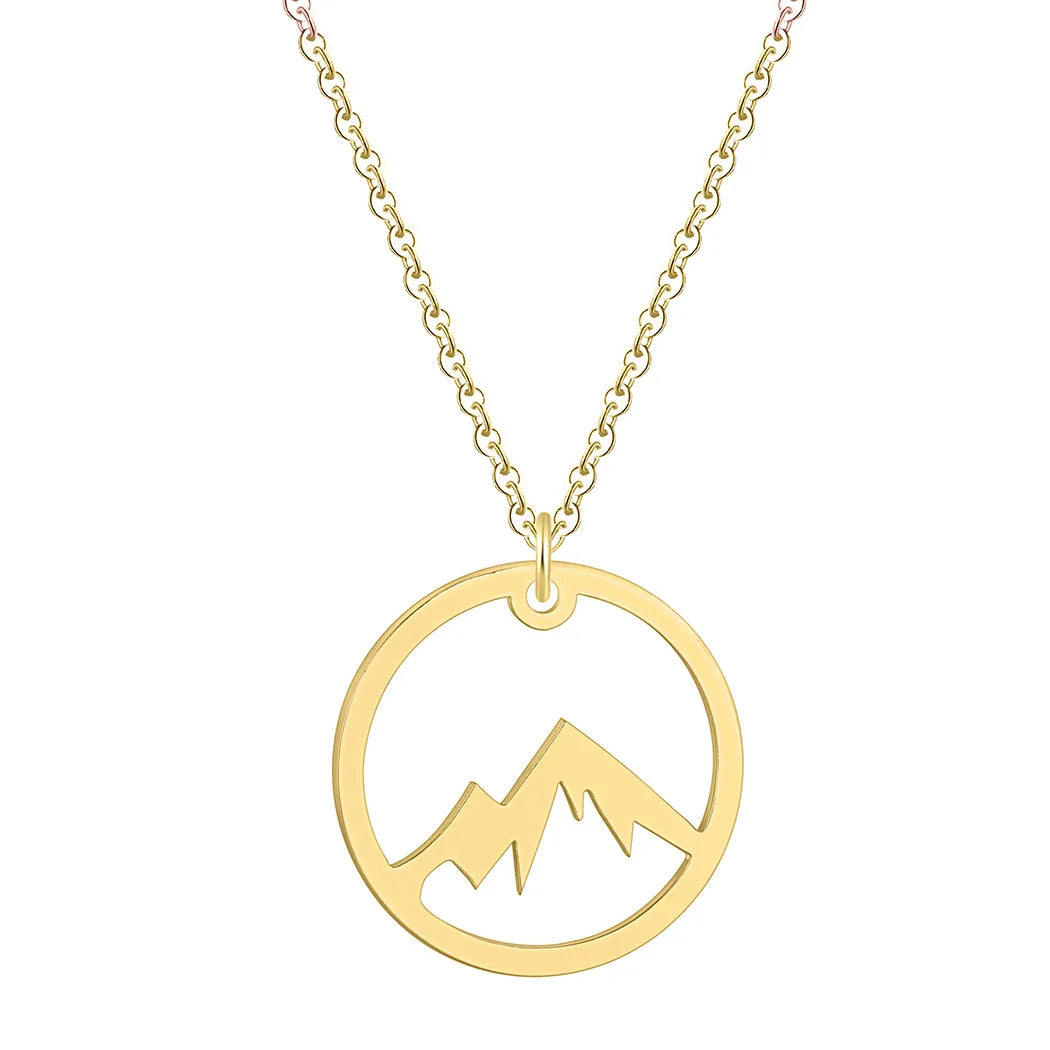 Women's Men's Necklace Mountain Mountain Mountain Gold and Silver Color Pendant Necklace Jewelry