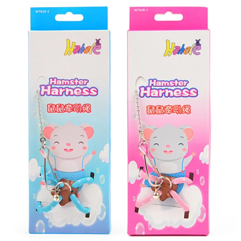 Pet Adjustable Soft Harness Bell Leash Set Mouse Hamster Ferrets Rat Pet Pig Leash Hamster Harness Rope Anti-bite Pet Walking