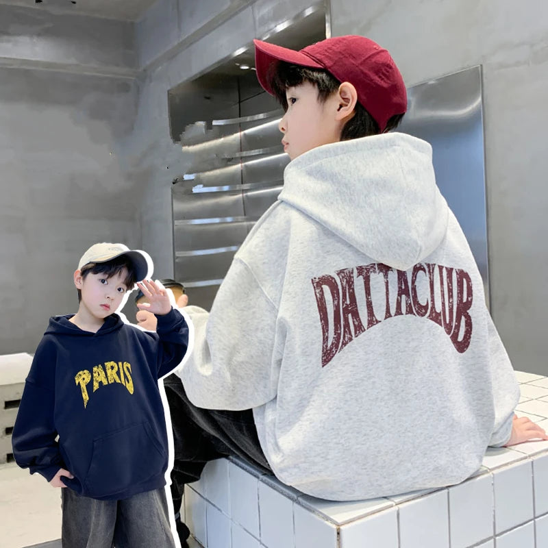 Fashion Casual Kids Autumn Hoodies For Boys Hip Hop Street Wear Sweatshirts Skateboard Children Pullover Cotton Tops With Hood