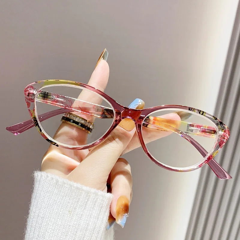 Reading Glasses For Women/Men-Blue Light Blocking Computer Reader Cat Eye Frame Trendy Fashion Clear Lens Fake Eyeglasses