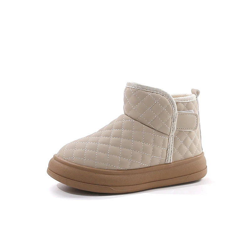 Kids Short Boots Waterproof Soild Color Boys Girls Snow Boots Versatile Fashion 2025 Winter New Children Ankle Boots Soft Bottom