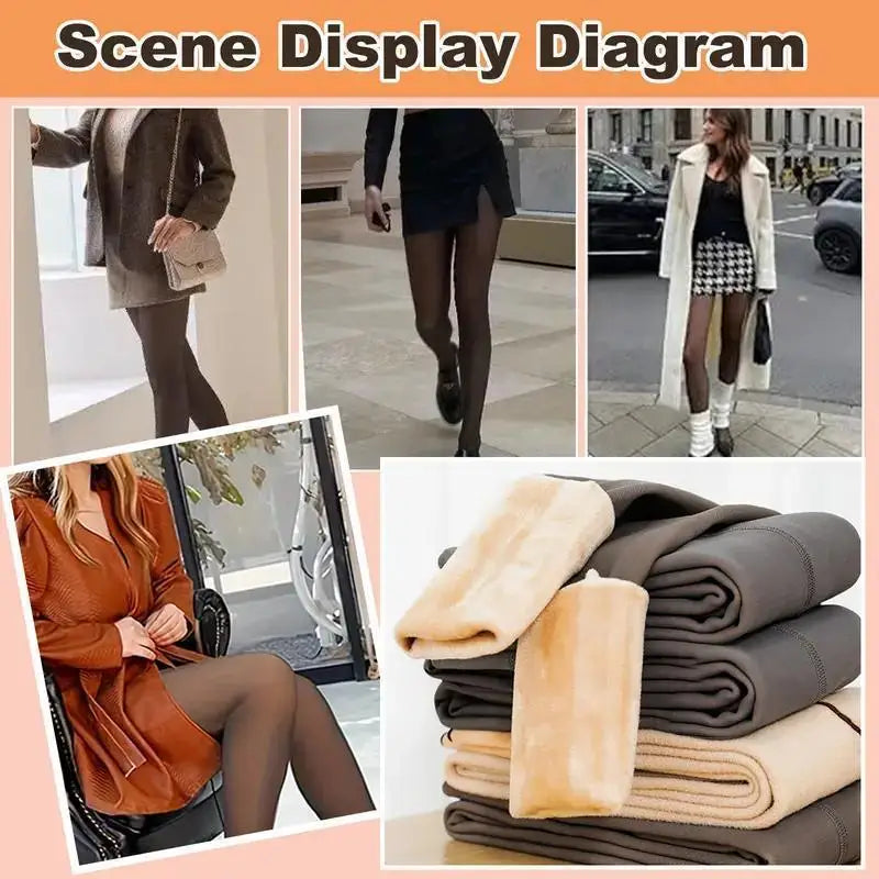 Women's Sexy Sheer Black Tights, Autumn/winter Fleece Pantyhose For Business & Sexy Look，Plus Size Leggings，Warm Bottoming Pants