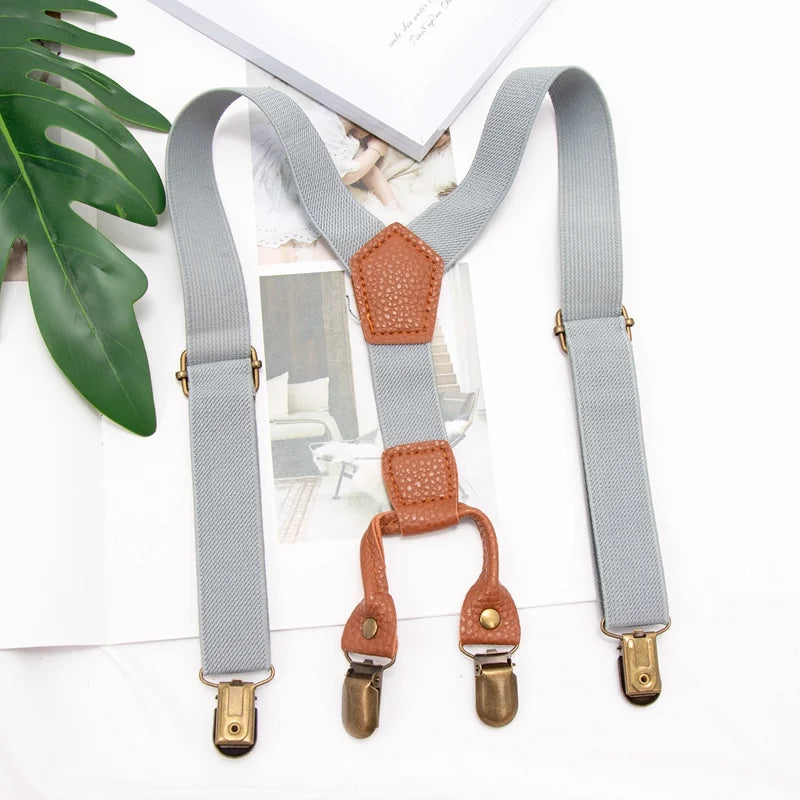 Kids Suspenders leather Clip-on Straps Adjustable Elastic Y-Back Brace Children Boy Girl Braces Baby Wedding Tie Accessories