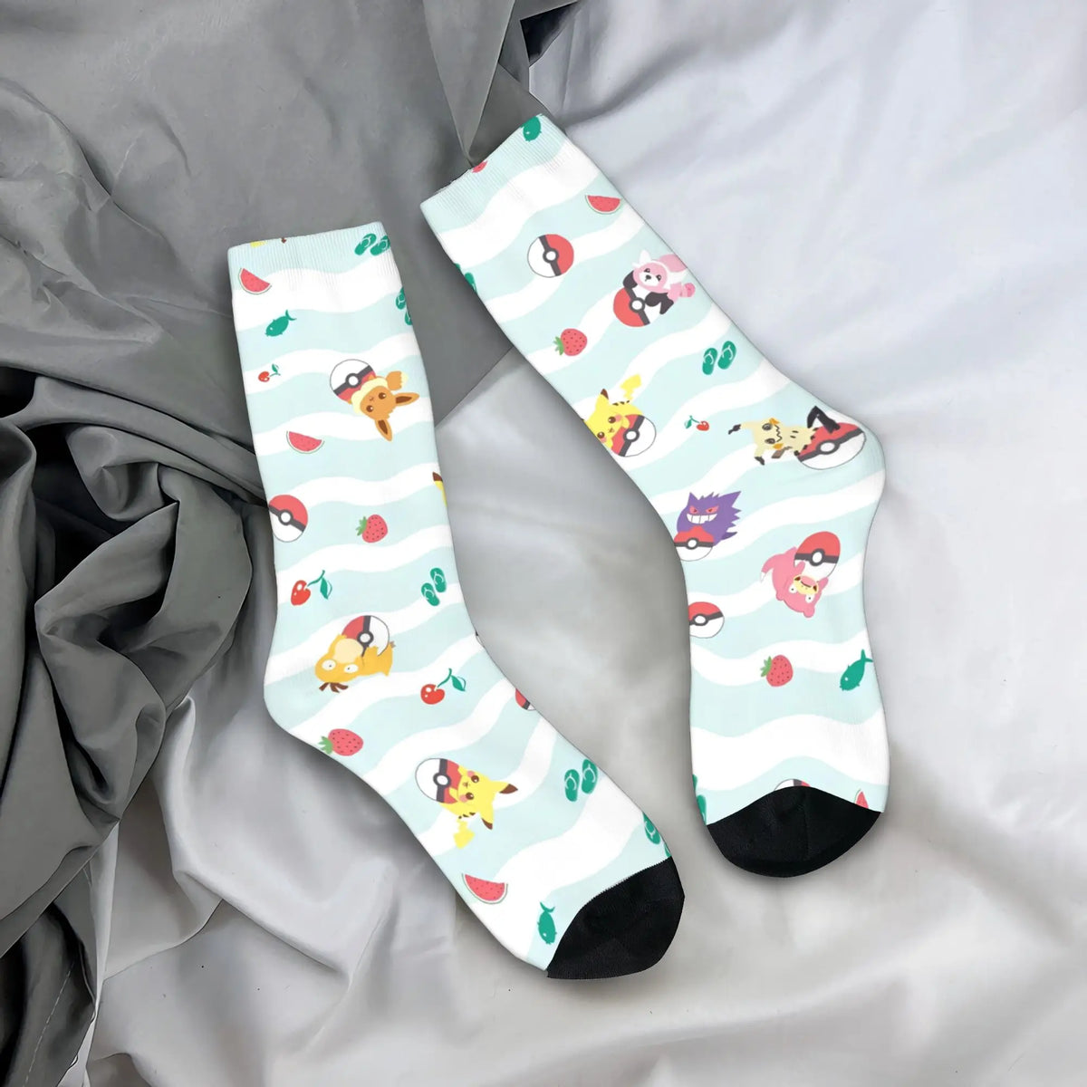 Happy Funny Male Men Socks Hip Hop Pokemons Cartoon Gengar Sock Polyester  Graphic Women's Socks Spring Summer Autumn Winter