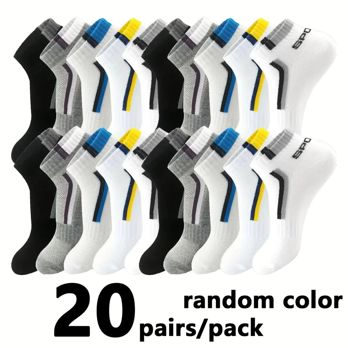 30Pairs Men Socks Mesh Breathable Short Casual Socks Color-block Sports Sock Sports Socks Absorb Sweat Ankle