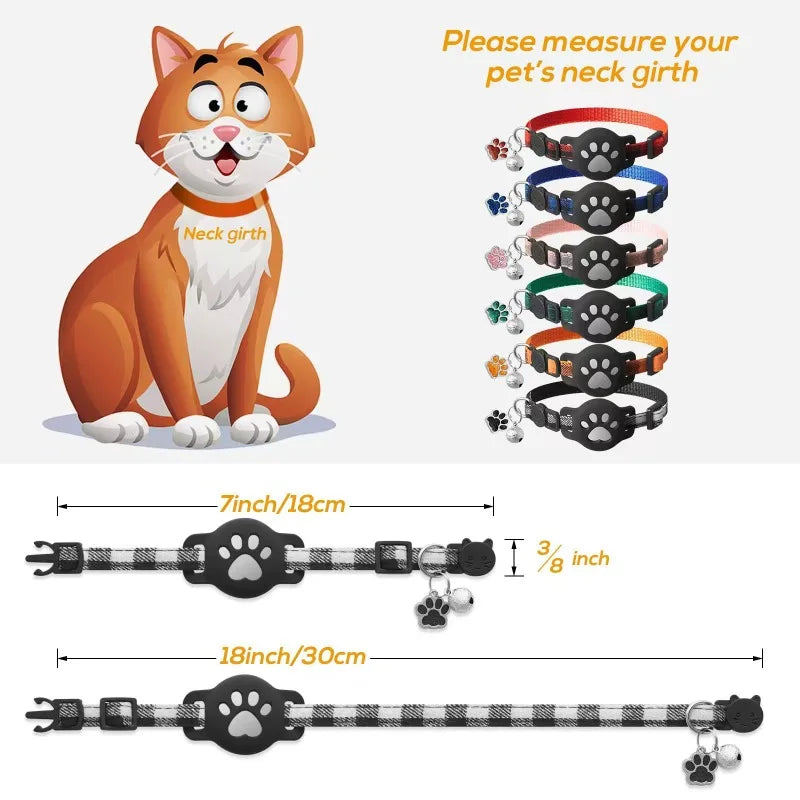 Pet Collar for Airtag Cat Collar Paw Bell Pendant Collar Locator Collar GPS Trackers Pets Accessories (Excluding Tracker)