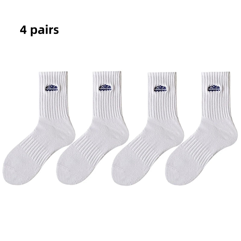 Sock Men's Spring Summer Retro Ribbed Mid-Calf Socks Trendy Breathable Comfort Casual Daily Wear Socks Fashion Sports Crew Socks