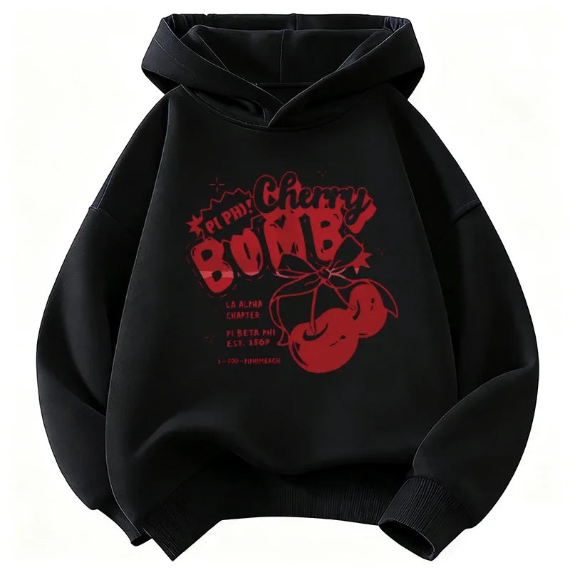 Y2k Girls Hoodie Cherry Design Children's Sweatshirt Cute Hoody for Boys Girls Autumn Winter Casual Hoodies Kids